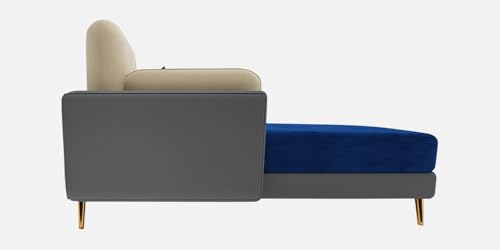 Image of Polyester Velvet Contemperory Sofa Set with Cushion Chaise Lounge, Sectional Sofa Perfect for Your Living Room,Guests Room & Office. (Blue & Beige, RHS 4 Seater)