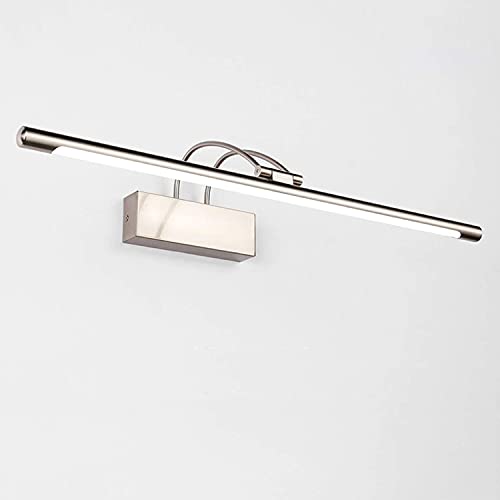 CFKAH 65CM Einfach LED Spiegelleuchte Wandleuchte Bad Badezimmer Spiegel Beleuchtung Rostfreier Stahl Schminktisch Vitrine Badezimmerschrank Lampe Dekoration Innenbeleuchtung IP44 14W,Nickel,3000K Cover