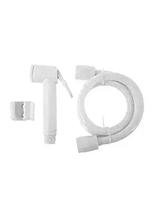 HPF Make in India Plastic Health Faucet Shower Spray Jaguar Model with 1 M Flexible Hose Pipe and Wall Bracket (White) | Jaquar Type Model Gun Spray