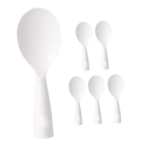Unomor 6pcs Kitchen Rice Scooper White Safe Rice Paddle Convenient Rice Spoon Household Rice Scooper Plastic