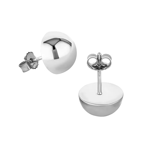 Boucles d'oreilles demi-sphère 10 mm or blanc, le cadeau idéal pour elle