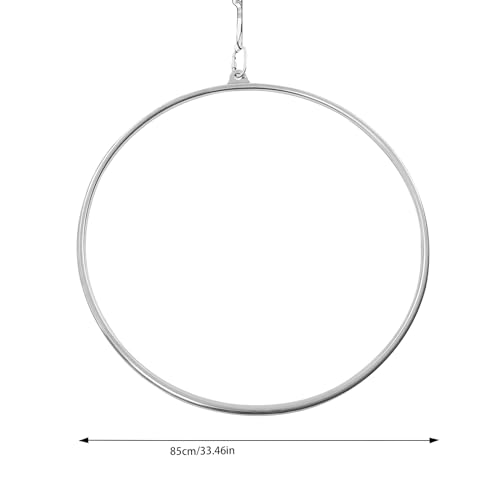 SODONAD 25mm Aerial Hoop, 253lbs Max Load Gymnastics Rings, 210 Stainless Steel Single-Point Swinging Rings with Nylon Rope & Fixing Plate for Fitness/Dance/Performance (Silver)