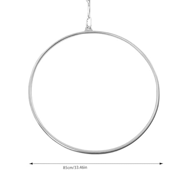 33.46in Professional Aerial Lyra, Single-Point Hoop Hanging for Dancing Studio Aerial Fitness Acrobatics Performance, Silver