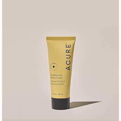 Acure Brightening Night Cream - Radiance Boosting Night Face Cream for Women & Men, Hydrating & Revitalizing Moisturizer for Uneven Skin Tone & Dullness w/Chlorella, Echinacea & Argan Oil - 1.7 fl oz