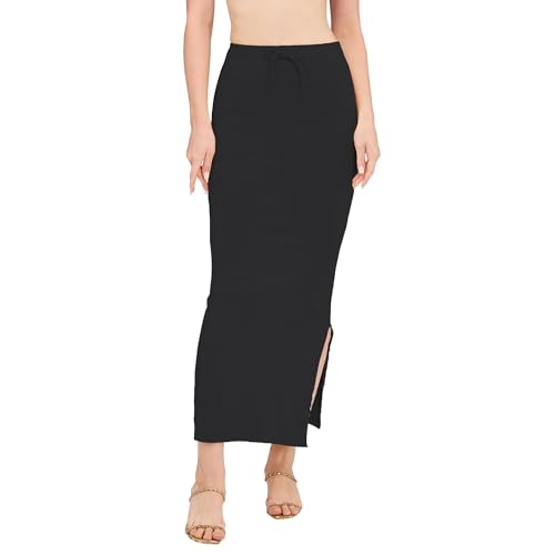Image of DESI GIRL Cotton Lycra Stretchable Saree Shapewear Petticoat with Drawstring for Women | Fishcut Saree Petticoat with Side Slit for Easy Movement | Saree Shaper | Long inskirt
