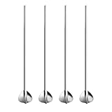 NUOBESTY Edelstahl Strohlöffel 4 Stück mit Glatter Oberfläche Langlebige Rührlöffel für Eis Dessert und Getränke Rostfrei Vielseitig für Kaffee und Kuchen Wiederverwendbar