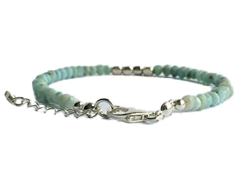 Bracelet Larimar 4mm cadeau unisexe idéal en perles facettées 7 pouces