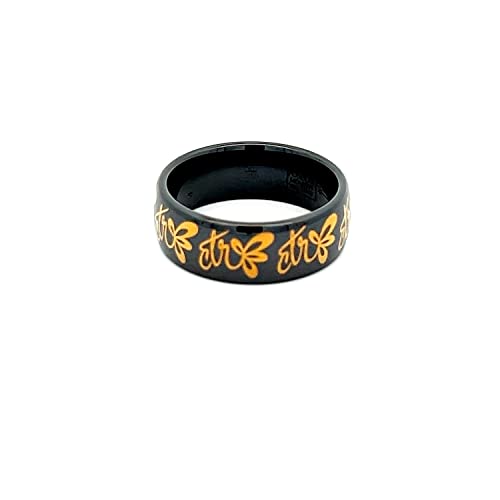 One Moment In Time J155 Size 5-10 Eclipse Black Ceramic w/Gold Inlay Tone Ring Mormon LDS CTR2