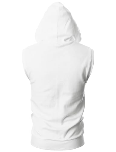 Image of Ohoo Mens Slim Fit Sleeveless Lightweight Zip Up Hooded Sweatshirt Vest Hoodie