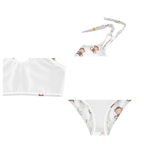 Wusikd Cute Monkey Girls Swimsuits Two Piece Light Brown Swimwear Bikini Set for for Girls Size 3T4