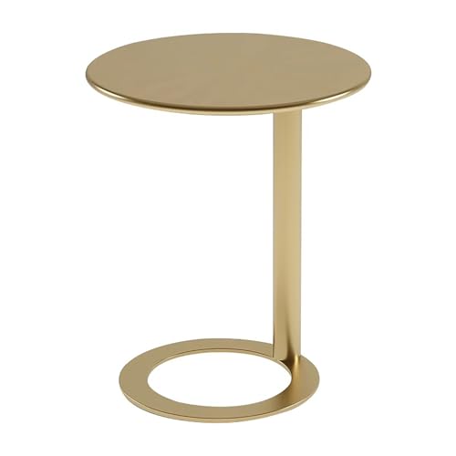 Mesa auxiliar pequeña para sala y dormitorio con estructura dorada moderna en C 2