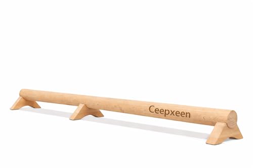 Ceepxeen Balancierbalken Holz 100cm Schwebebalken (3 Füße 200kg) Gleichgewichtstrainer für Fußtraining Plantarfasziitis Reha & Kinder Buchenholz Ø 4 5 cm