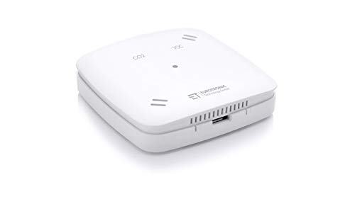 Eurotronic Luchtkwaliteitssensor, sensor voor verbeterde luchtkwaliteit, luchtsensor voor VOC- & CO2 eq-waarden, ventilatie-aanbeveling voor gesloten ruimtes, gekleurd led-display.
