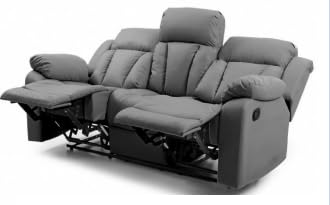 Abp Seats ManualThree Seater Recliner Leatherette Classy and Comfortable couche Grey ABPREC-20-SS