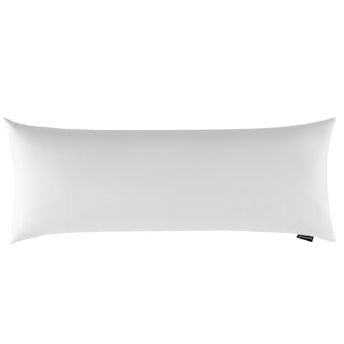 Image of basic home Hotel-Style Goose Feather Body Pillow Insert for Sofa & Bed - 100% Odorless & Plump Cushion Filler - 233TC Cotton with Inner Liner to Prevent Poking (14x36 Inch)