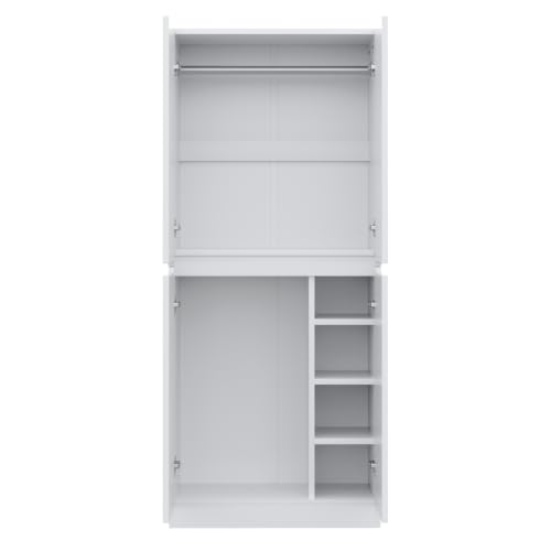 ZHOMGG Armoire Chambre 170cm, Penderie à 4 Portes avec Rangement, Blanc – vue 5