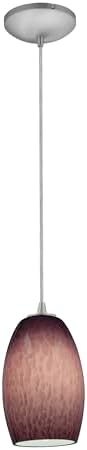 Chianti - Integrated (SSL) LED Cord Pendant - Brushed Steel Finish - Purple Cloud Glass Shade