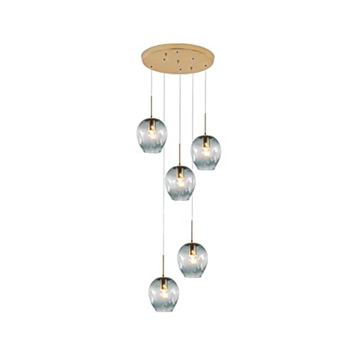 Chandelier sputnik en verre bleu 50x250 cm pour grand salon de villa