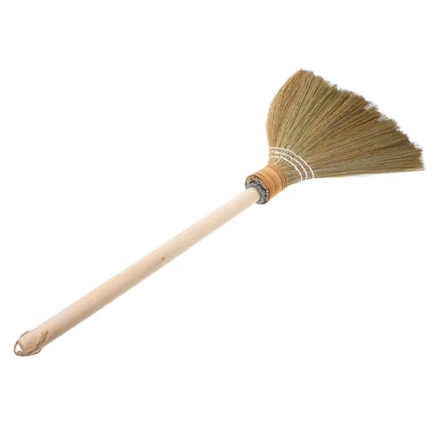 TIDTALEO 手編みトウモロコシほうき 軽量ソフトブラシ付き 取り外し可能ハンドル 家用屋内外掃除 ガレージ ホール対応