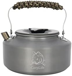 Lightweight Aluminium Camping and Fishing Kettle - CarpLife Products - Fishing Kettle - Camo Paracord Handle 1.1L Capacity - Hand Finished