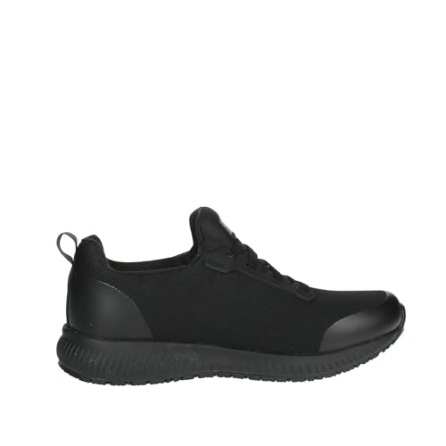 Skechers Women's Sneaker Work Shoes, Black Flat Knit, 6.5