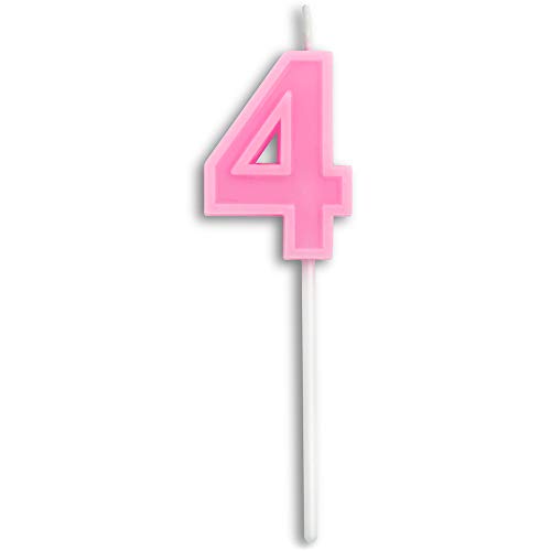 Dobmit Birthday Candle Numbers Cute Pink Happy Birthday Candle, Number 4