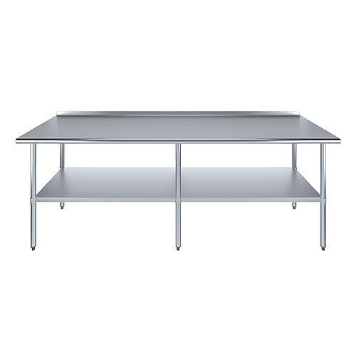 Image of AmGood Stainless Steel Work Table | Metal Utility Table (96 inch Long x 30 inch Deep)