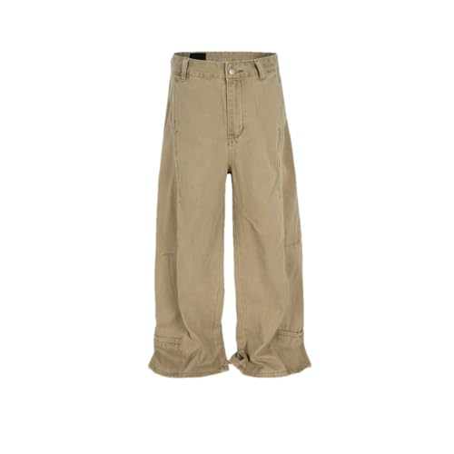 Men's Y2K Summer Jeans, Khaki Wide Leg Trousers, American Street Style, Casual Loose Fit