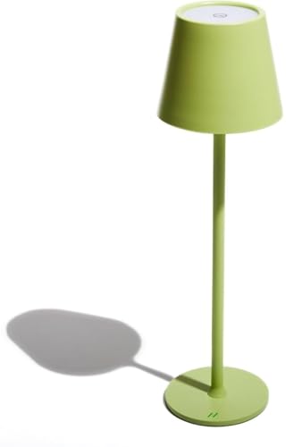 Muitomas, Lampada da Tavolo con Controllo Touch e Intensità della Luce Regolabile, Lampada Design da Comodino o Scrivania, Ricarica cavo USB-C, Batteria 1800 mAh, Colore Verde Salvia