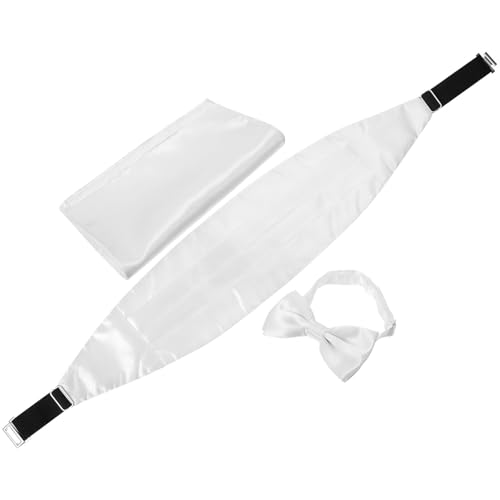 Set de moño, fajín y pañuelo blanco para hombre