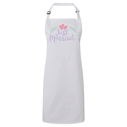 Tablier cuisine blanc Just Married idéal pour vos repas en amoureux après le mariage