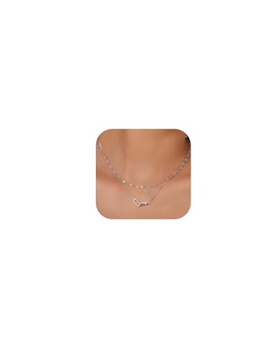 Gold Necklace for Women Dainty Layered Diamond Necklace Trendy 14K Gold Plated Paperclip Choker Necklaces Cute Minimalist Open Oval Star Necklaces Jewelry for Women Gifts