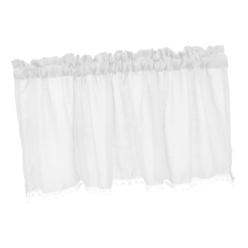 STOBAZA Cortina Corta Decorativa para Ventana Estilo Rústico con Bolsillo para Barra Media Cortina Blanca para Cocina Baño y Habitación
