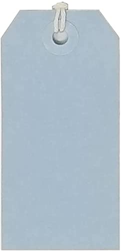 K-Kraft Gift Tags with String Options (#6 = 5.25 x 2.625 inches, PRE-Strung Light Blue)