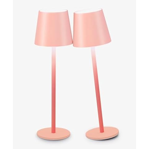 Faithorse 2pcCordless Table Lamp, 5200mAh Battery Operated Lamp, IP54 Wireless Touch Table Lamp, 3 Color Stepless Dimming Up Led Table Lamp, Modern Portable Table Light for Room (Flesh Pink) Cover