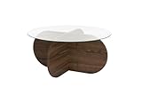 Stilvoller Couchtisch, Walnuss & Transparent, 75 x 35 x 75 cm | 100% Sicherheitsglas-Tischplatte, 100% melaminbeschichteter Rahmen, 18 mm Stärke | modernes Design für Wohnzimmer