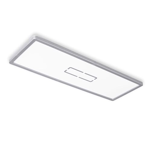 Briloner Leuchten – Lampada da soffitto a LED, con effetto retroilluminazione, 22 Watt, 2700 lumen, 4.000 Kelvin, bianco argento, 580 x 200 x 29 mm (lunghezza x larghezza x altezza)