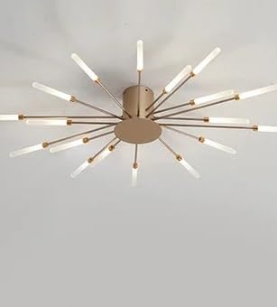 Plafonnier LED feu d'artifice doré, éclairage intérieur pour un salon convivial