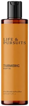 Life & Pursuits Turmeric Body Oil for Dry Skin 6.8 Fl Oz | Lightweight Daily Body Oil with Turmeric, Squalane & Vitamin E | Deeply Nourishes, Softens & Moisturizes | Fast-Absorbing Body Massage Oil