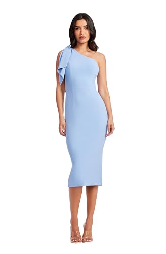 Image of Dress the Population Womens Tiffany One Shoulder Bow Detail Midi Sheath Dress