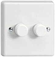 KQP182W Varilight V-Com Series 2 Gang, 1 or 2 Way 25-180 Watt Commercial LED Dimmer, Classic White Dimmer