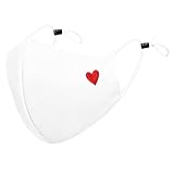 Arcarius Breathable Sports Face Mask – Lightweight Moisture Wicking Gym & Travel Essential – Adjustable Reusable Adaptive Fit (White with Red Heart, 1-Pack)