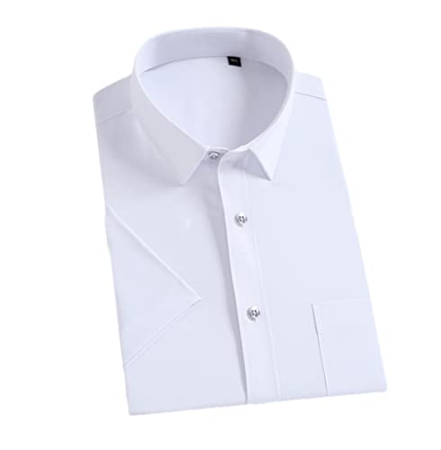 Chemise décontractée à manches courtes homme blanche grand taille 3XL vêtement travail uni