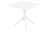 CLP Mesa Auxiliar Sky 80x80 cm I Mesa de Jardín Resistente a la Intemperie & Rayos UV I Mesa de Plástico de Interior y/o Exterior I Color:, Color:Blanco