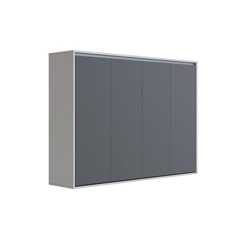 SMARTBett Łóżko w szafie 140 x 200 poziome (M2 głębokość 55 cm) perłowo-szare/antracyt Waves
