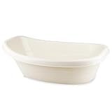 THERMOBABY   Baignoire Bébé Oceana – Forme Ergonomique, Bouchon et Tuyau de Vidange, Compatible Pied Oceana – Légère et Facile à Nettoyer – Fabrication Française – Blanc Crème