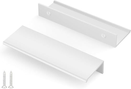 Image of Peaha 10 Pack Kitchen Cabinet Handles 4 inch White Drawer Pulls Edge Pulls | White Cabinet Pulls Dresser Drawer Handles Modern Hidden Aluminum Alloy Closet Bedroom, Easy to Install