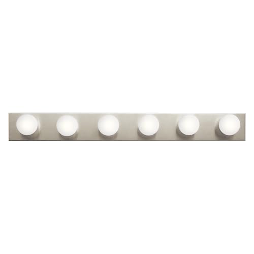 Kichler 626NI 36" Bath Bar 6-Light Vanity Light Fixture with Brushed Nickel Finish for Bathroom over Mirror, Traditional Style Lighting (36" L x 4.25" H), 626NI by Kichler - Used condition - US$30.78