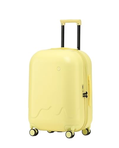 Checked Luggage Carry On Luggage Hardside Luggage Set with USB Charging Hole Trolley Case Suitcase with TSA Code Lock Luggage Suitcase (Color : Yellow, Size : 20IN)