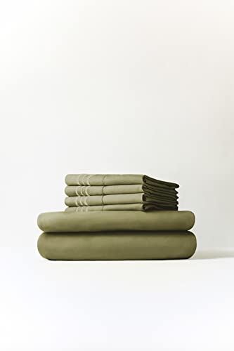 California King Size Sheet Set - 6 Piece Set - Hotel Luxury Bed Sheets - Extra Soft - Deep Pockets - Easy Fit - Breathable & Cooling - Wrinkle Free - Comfy - Sage Green Bed Sheets - Cali Kings Sheets #TOP1